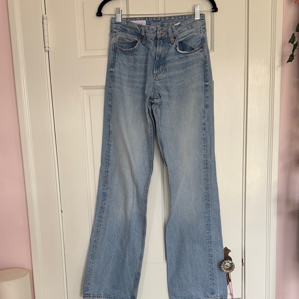 Zara Light Blue Wide Leg Jeans